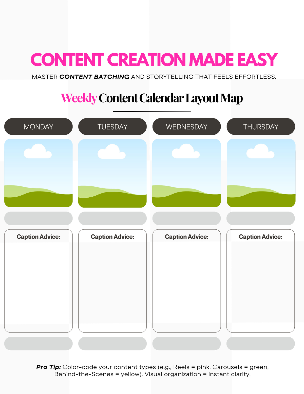 The Free Weekly Content Calendar